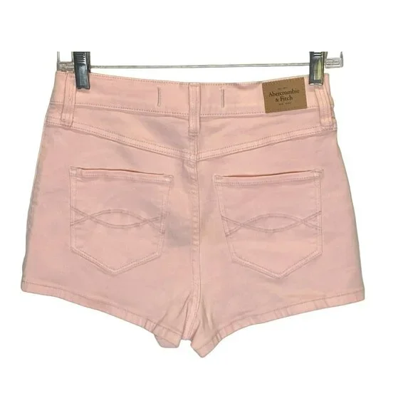Abercrombie & Fitch womens shorts size 6 28 high waist Pink Blush Zipper Stretch - Picture 8 of 8